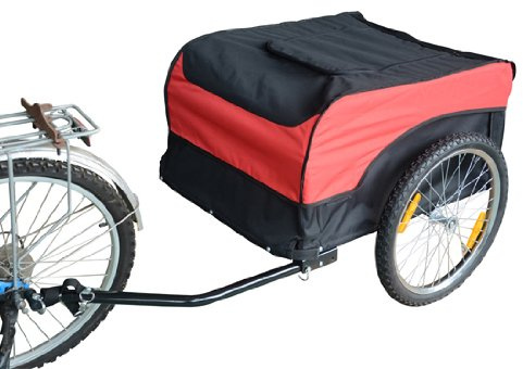 HOMCOM REMORQUE VÉLO Cargo Pliable Charge Max.40KG avec 4 RÉFLECTEURS Rouge Noir Neuf 02