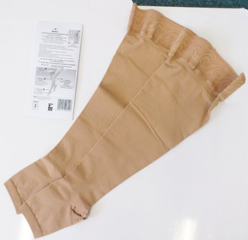 Hydas - Kompressions-Schenkelstrumpf mit offener Fußspitze - beige - Gr.36/38