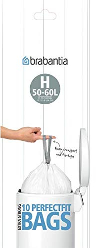 50x WHITE BRABANTIA BIN LINERS TYPE H 50-60 LITRE