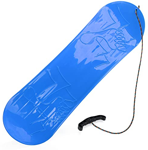com-four® Snowboard Pistenrutscher in blau, Schnee-Gleiter mit Zugseil und Handgriff, Schneeflitzer (01 Stück blau - Snowboard)