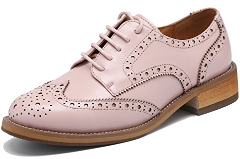 U-lite Women's Leather Oxford Shoes Pink 8