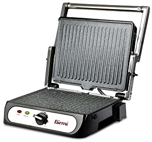 Girmi BS41 Bistecchiera, 2000W, Acciaio INOX, Rivestimento Antiaderente, Piastre Staccabili, Nero/Argento