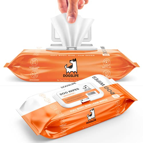 Dog Grooming Wipes | Fragrance Free | Quick & Easy Cleaning For Bums, Body, Paws, Eyes & Ears! 100 Hypoallergenic Easy Cleaning Dog Wipes
