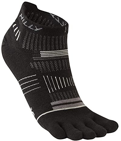 Hilly Unisex Toes - Socklet Min Cushioning, Running Sock, Black/Grey/Light Grey, L UK