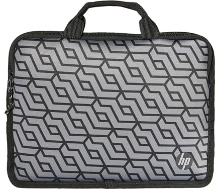 HP Custodia per Tablet fino a 11, Foro Passante per Ricaricare i Dispositivi con Porta USB-C, Profilo Sottile, Tessuto in Neoprene Lavabile in Lavatrice, Design Grafico Nero Geometrico