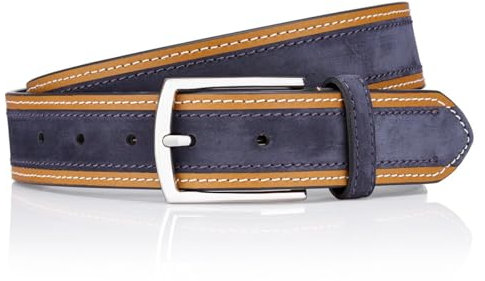 LINDENMANN Premium Ledergürtel Handmade in EU 35 mm blau, Farbe/Color:blau, Size US/EU:Bundweite 140 cm Gesamtlänge 155 cm W 55 XXXXL