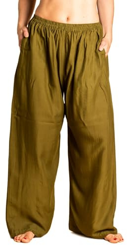 PANASIAM Relax Pants Viscose, M, Olive-Green