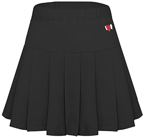Happy Cherry Gonna a Pieghe per Ragazza Gonna Sportiva con Pantaloncini Interni Gonna Corta da Tennis Danza Taglia 160/12-13 Anni-Nero