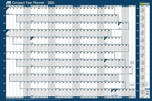 Sasco 2024 kompakt årlig väggplanerare, papper mini whiteboard affisch stil torr raderingskalender, liten väggplanerare med torr raderingspenna, pennklämma och klistermärken, väggdiagram och