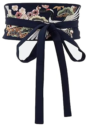 Inzegao Women Japanese Obi Belt for Kimono Robe Yukata Wide Floral Wrap Tie Cinch Waistband Belts