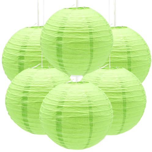 Ruidee 6Pcs Paper Lanterns Decoration 12in Round Hanging Lanterns Round Paper Lampshade Chinese Lamps for Birthday Wedding Party Decoration（SDL/Green）
