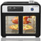 Horno de aire Double Door Oven, 28L, Horno doble puerta, 18 programas, 1700W, Grill interior, Horno tostador, Asador giratorio, Deshidratador de alimentos, Pantalla LCD