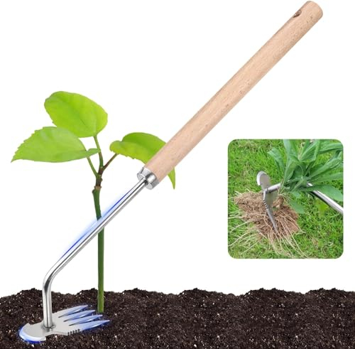 Sadodo Outil de désherbage manuel en acier inoxydable - Outil de désherbage - Râteau de jardin - Outil de désherbage - Outil de jardinage pour creuser le jardin de 45,7 cm (long)