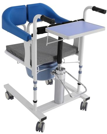 Silla de baño para personas mayores de 100 kg de capacidad, altura ajustable de 42 a 60 cm, cubo extraíble, cómoda silla de baño, cómoda silla de ducha, cojín de esponja, silla de transferencia para