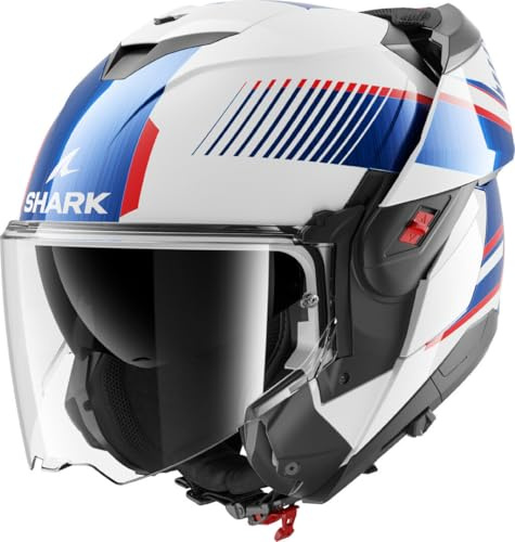 SHARK, Casco Moto Modulare OXO SIKTER White Chrome Blue WUB, L