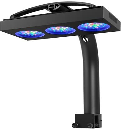 NICREW HyperReef 200 Gen 2 Luz LED para Acuarios Marinos, Iluminación 200W para Corales SPS/LPS y Peceras de Agua Salada, Espectro Mejorado con Violeta y Azul, 5 Canales Programables