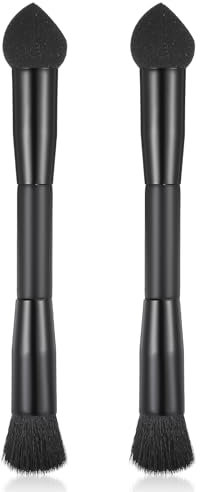 MBAIYO Lot de 2 pinceaux à double extrémité, pinceau anti-cernes avec pointe éponge et poils doux pour couvrir les racines des cheveux, retouches, estomper les contours