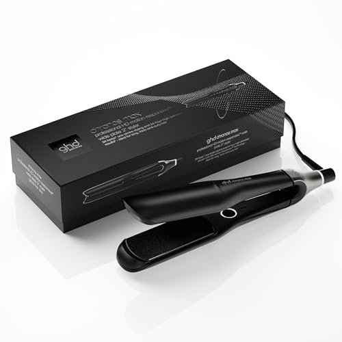 ghd Chronos Max - Wide Plate Hair Straighteners, 3X Faster Hair Styling in One Stroke for 90% More Shine, 2.5X Less Frizz Lasting 24hr, No Extreme Heat Damage, Ideal for Thick & Curly Hair, UK - Black