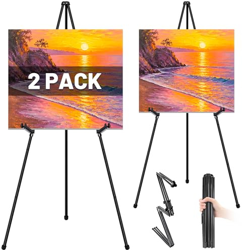 VAIIGO 2-pack hopfällbart och justerbart displaystativ, affischstativ och affischstativ för butik, utställning, evenemang och bröllop, svart metall