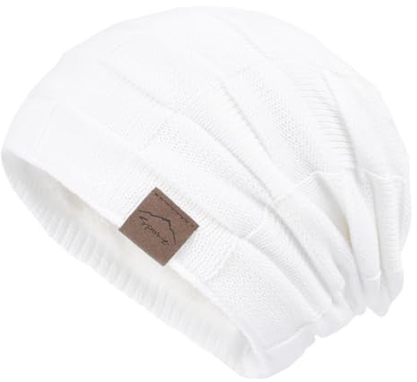 Meioro Invierno Calor Suave Multifuncional Gorros, Transpirable Elástico Lana Algodón Beanies, Punto Redondo Forro Polar Gorras, Deportes Al Aire Libre Running Ciclismo Caps（Blanco Puro）