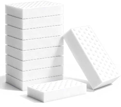 Dirt Eraser Sponge Pack of 10, 2 x Compacted Extra Strong Melamine Sponge Eraser Sponge, Powerful Cleaning for Kitchen, Bathroom & Shoes, Reusable & Easy to Rinse