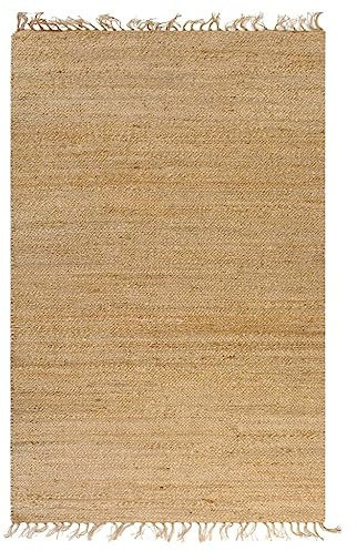 JHQHSM Tappeto in iuta tessuto a mano, 120 x 180 cm, naturale, moderno tappeto in fibra naturale, per interni, fibra morbida e resistente, ideale per soggiorno e corridoio, ecologico