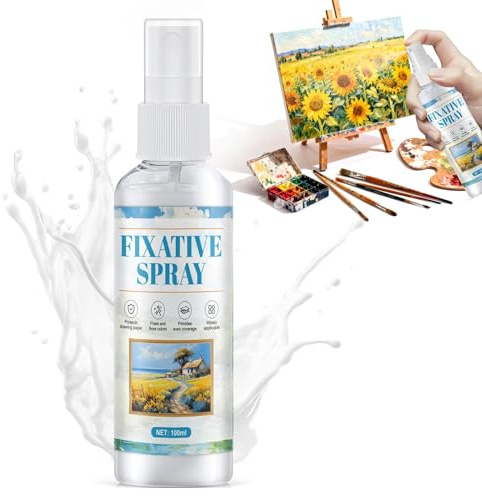 NoxGule Spray fissativo a pastello, spray fissativo per arte, sigillante per pittura acrilica, per disegni a matita, carboncino e pastello, fissaggio rapido e colorante, 100 ml (versione aggiornata)