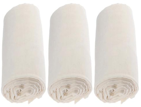 Tofficu Panni Filtranti in Garza 3 Pezzi 100X90 CM, Tessuto Mussola Naturale per Filtrare Yogurt e Formaggio, Utensili Cucina per Preparazioni Vegetali e Latticini