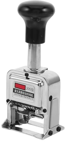 HEALLILY Self-Inking Automatic Number Stamp Tool with 5 Digits and 5 Wheels, Metal and Plastic Construction for Consecutive Numbering and Marking, for Organizing and Serial Number Tasks