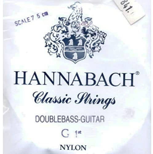 Hannabach corde per chitarra classica Serie 841 Medium Tension per chitarra contrabbasso, rivestite in argento, diapason 750 mm - Set 4 corde - 841MT4S