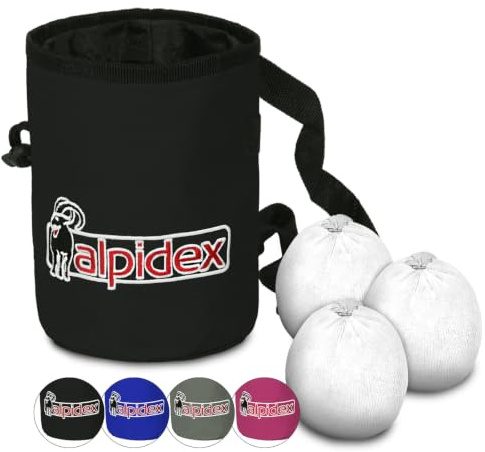 ALPIDEX Sac Magnésie 3 Boules Craie 35 g Ceinture Escalade Salle