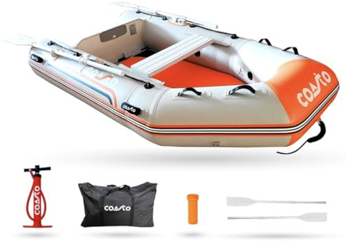 Coasto - Annexe Gonflable DS 290 - BT-CDS290S Bateau Pneumatique Plancher Dropstitch/Haute Pression - 4 Places, 290x140cm - Grande Stabilité - Pack 2 Pagaies, Pompe et Sac de Transport - Light Grey