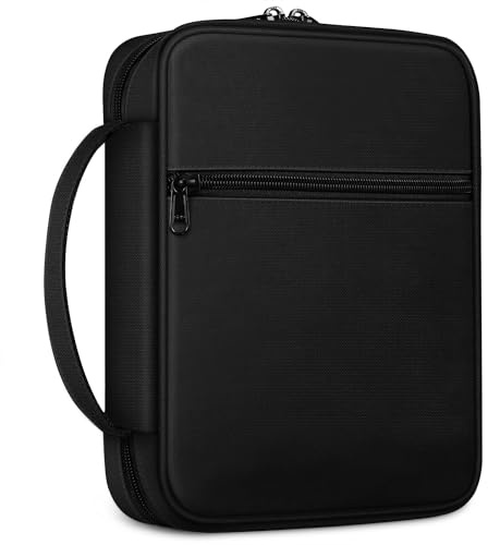 FINPAC Bible Cover, Carrying Book Case Church Bag Bible Protective with Handle and Zippered Pocket, Gift for Mother Lady Women Men, Black