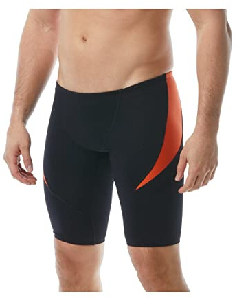 TYR Men's Hexa Curve Splice Jammer Swimsuit, Black/Orange, 28