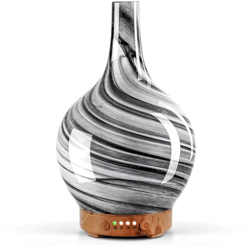Porseme Umidificatore in vetro con diffusore di aromi, diffusore ad ultrasuoni silenzioso, umidificatore per ambienti con 7LED che cambiano colore, senza BPA per la casa con timer, regalo per le donne