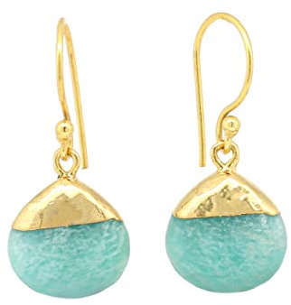Gempires Green Amazonite Teardrop Dangle Earring for Women Gemstone Handmade Jewelry Dainty Simple Crystal Earrings Gifts