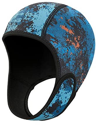 perfeclan Scuba Diving Hood Cap, 2 mm Neopren-Neoprenanzug-Haube, Ohrschutz-Kopfbedeckung, thermische Surf-Haube, für Männer, Frauen, Wassersport, Dunkelblau
