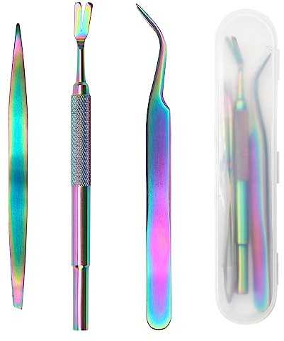 COITEK 3 in 1 Tick Remover Kit, Stainless Steel Tick Remover Tweezers Tools Set for Pet Dog, Cat, with Storage Box (Colorful)