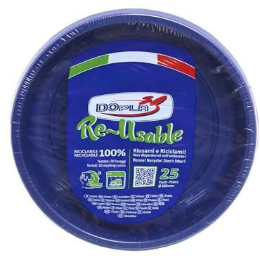 TEKHOME PIATTI PLASTICA 22cm piatti plastica colorati lavabili e riutilizzabili Rotondi per Compleanno,Festa, Matrimonio (BLU, 50pz)
