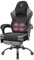 Douxlife Gaming Stuhl Stoff mit Massage, Verbreitertes Sitzkissen mit Taschenfedern, Ergonomischer Bürostuhl PC Gamer Sessel Chair mit Fußstütze und Metallfüße, 158 kg Belastbarkeit, Grau