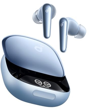 soundcore Liberty 4 Pro by Anker, Noise Cancelling Wireless Earbuds, 7-Sensor and Real-Time Adaptive Noise Cancelling, 2× Faster Charging, Studio-Level Hi-Fi Music, Clear Calls (Glossy Light Blue)