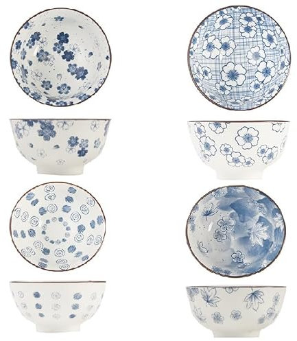 TuYines Müslischalen 4er-Set, Snackschüsseln, Keramikschalen, Porzellan-Dessertschalen,Servierschalen, Frühstücksschalen, kleine Schalen für Eis, Reis, Suppe, Dessert, Nüsse, Obst