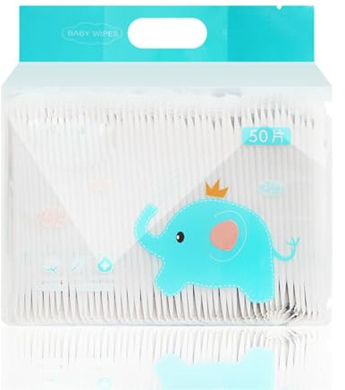 100 Pack Mini Portable Travel Wipes, Skin Friendly Wet Wipes, Each Piece Is Individually Packaged for Adults, Kids and Baby Care (Little Fuxiang 50 pieces of pack)