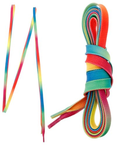 Yardwe Lacets de Patins à Glace Arc-en-Ciel, Plats, Cirés, en Polyester, Confortables, pour Patinage et Chaussures de Sport