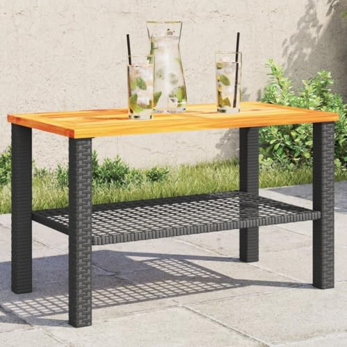 Kaloriko Outdoor Table Camping Furniture Folding, Side Coffee Table Portable, Black and Brown Dining Tables for Balcony, Garden, Living