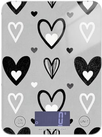 Grigio Nero Cuori Spezie Piccola Bilancia da Cucina per Cibo 5kg/5g Piccola Bilancia Digitale da Cucina con 4 Unità per (Utente) (Utente) (Utente) báscula para pesar comida