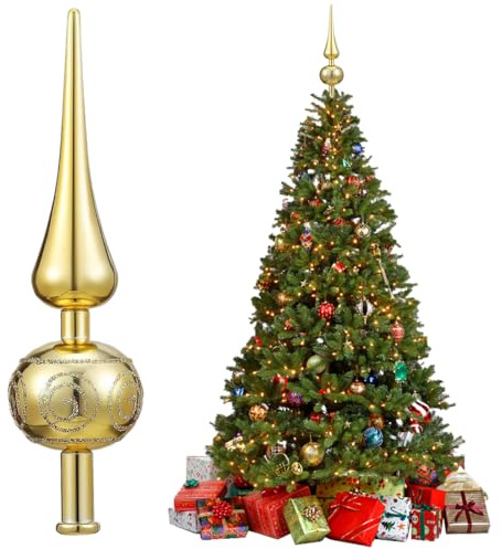Punta de Árbol de Navidad en Oro, Topper Árbol de Navidad, Adecuado para Decoraciones Festivas, Diseño Minimalista,CREA un Ambiente navideño Alegre