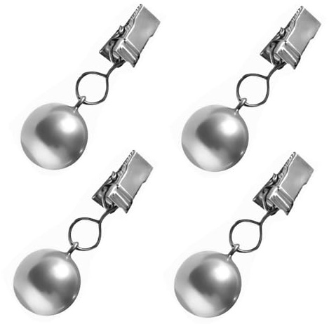 BOBITALK 4 Pack Tablecloth Weights, Stainless Steel Balls with Metal Table Cloth Weights For Outside Table, Table Cloth Clips For Outside Table For Outdoor Tables, Curtains,Family Dinner Party