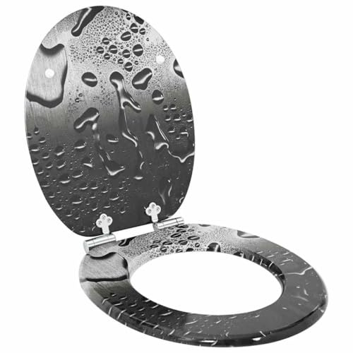vidaXL Siège de toilette à fermeture douce Gris 44 x 38 cm Panneau MDF, Couvre- WC moderne en MDF, avec fermeture douce, un accessoire pratique et stylé pour la salle de bain