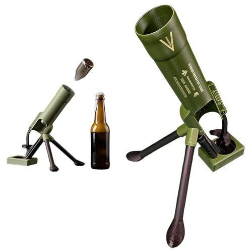 Mortar Bottle Opener, 51mm Beer Bottle Mortar Opener, Heavy-Duty Tactical Cap Launcher, Funny Hands-Free Push Down Bottles Cap Launcher, Home Party Bar Desk Decor